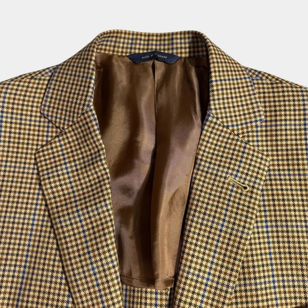 BROOKS BROTHERS Fitzgerald Mens Blazer Sport Coat Jacket 43R Brown Plaid Wool